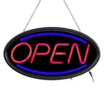 T-SIGN LED Open Sign,19×10 Inches Lighted Neon Open Sign Include Business Hour Sign and Suction Cup Hook, 3 Lighting Modes Electric AD Display Sign for Stores, Bars, Shops