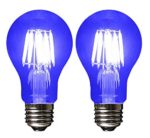 SleekLighting LED 6Watt Filament A19 Blue Colored Light Bulbs Dimmable – UL Listed, E26 Base Lightbulb – Energy Saving – Lasts for 25000 Hours – Heavy Duty Glass – 2 Pack