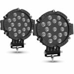2PACK 7″ LED Offroad Pod Lights Bar 51W with Mounting Bracket, Black Round Spot Bumper Driving Lamp Headlight Fog Light for Offroader, Truck, Car, ATV, SUV, Jeep, Construction, Camping, Hunters