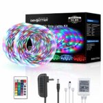 DAYBETTER Led Strip Lights 32.8ft 10m with 24 Keys IR Remote and 12V Power Supply Flexible Color Changing RGB 600 LEDs Light Strips Kit for Home, Bedroom, Kitchen,DIY Decoration No White Color