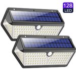 Solar Lights Outdoor, Wireless 128 LED Motion Sensor Lights IP65 waterproof Security Wall Light with 270° Motion Angle Solar Night Light for Driveway, Pathway, Garden, Patio, Fence, Garage etc (2 pack