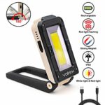 VOLREX Portable LED work light – Rechargeable work light with Magnetic Base Hanging Hook, Battery Operated 500LM COB LED magnetic light for Outdoor Camping Fishing Hiking Emergency Car Repairing