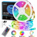 Waterproof Loncur LED Strip Lights, 5050 RGB 32.8ft 300LEDs, 12V/3.5A DC, 20 Colors Changing Full Kit with 44-Key IR Remote&Controller Box for Indoor Outdoor Decoration