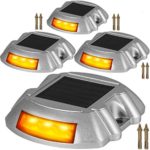 Happybuy Driveway Lights, Solar Driveway Lights, 6 LEDs Waterproof Wireless Dock Lights, 4-Pack