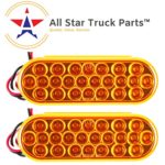 [ALL STAR TRUCK PARTS] 6″ Oval LED Recessed Amber Strobe Light, 24 LED DOT/SAE Approved & Marked, Waterproof, Super Bright High Powered Strobe for Towing (2PC Without Grommet)