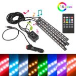 XTAUTO 4Pcs Car LED Neon Undercar Glow Lights Underglow Atmosphere Decorative Bar Lights kit Strip RGB Multicolor Neon Underbody 8 Color With Sound Active and Wireless Remote