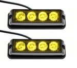 Strobelight Bar 4 LED with Super Bright Emergency Beacon Flash Caution Strobe Light Bar with 17 Different Flashing-2PCS (Yellow)