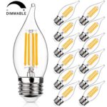 Dimmable Candelabra LED Bulbs 40W Equivalent, 2700K Warm White, E26 Standard Medium Screw Base, 4W Filament LED Chandelier Light Bulbs, CA11 Flame Tip Vintage Edison Clear Candle lamp, Pack of 12