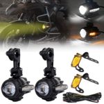 MOVOTOR LED Auxiliary Lights Motorcycle Flash Strobe Driving Light with DRL Amber Turn Signal Fog Lights for BMW R1200GS F800GS Honda Harley Davidson