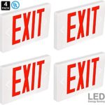 [Pack of 4]Ultra Slim LED Exit Sign Emergency Light Lighting 120V-277V Universal Mounting Double Face Red Letter with Battery Backup (4 Pack)