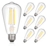 Hykolity Vintage LED Edison Bulb, Dimmable ST19 Antique Light Bulbs, 7.5W=60W, 2700K Soft White, 800lm, E26 Medium Base, UL Listed(6 Pack)
