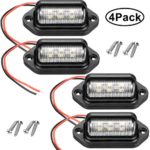 12V 6 LED License Plate Light Waterproof License Plate Lamp Taillight for Truck SUV Trailer Van RV Trucks and Boats License Tags (4 Packs)