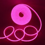 XUNATA LED Strip Lights, LED Neon Light Rope, Outdoor Flexible Light, DC 12V 16.4 Ft/5m 2835 600 LEDs Silicone Tape Light for Home, Indoors, Outdoors Decor DIY(Pink)