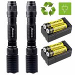 2 Sets Garberiel Police 4000 Lumens 5 Modes T6 LED Flashlight and Battery & Charger USA, Flashlights High Lumens,Flashlight Rechargeable