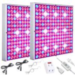 LED Grow Light, Plant Grow Lights for Indoor Plants Full Spectrum 75W Panel Growing Lamp with Timer for Seedling Veg and Flower by Skylaxy (2 Pack)