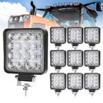 Liteway 10 Pcs LED Work Light – 4 Inch 80W Flood LED Light Bar for Tractor Offroad 4WD Truck ATV UTV SUV Driving Lamp Daytime Running Light, 1 Year Warranty