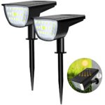 WAKYME 32 LED Solar Landscape Spotlight, 2-in-1 Solar Wall Light IP67 Waterproof Solar Landscape Light Outdoor for Yard Garden Porch Walkway Driveway Pool Patio Cool White 2 Pack