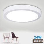 5Pack W-LITE LED Flush Mount Ceiling Light-24W 11.81″ Surface Mounted Down Lights, 5000K Cool White, Round Lighting Fixture for Kitchen, Closet, Hallway, Stairwell, Dining Room
