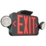 Black LED Exit Sign Emergency Light Combo with Red Letters