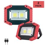 Portable LED Work Light, COB Rechargeable Lights Super Bright,Battery Powered Easy to Use, Waterproof with 3 Modes and Adjustable handle for Outdoor Camping Hiking Emergency Car Repairing,2 PACK