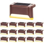 16 Pieces Outdoor Solar Deck Lights,Waterproof Step Led for Patio Back Yard Path and Driveway,Lights Up Stairs
