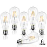 ST21 LED Edison Bulb 4.5W(40 Watt Equivalent), WJDH Dimmable 3000K Soft White LED Filament Light Bulb E26 Medium Base, Pack of 6