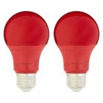 AmazonBasics 60 Watt Equivalent, Non-Dimmable – A19 LED Light Bulb, Red, 2-Pack