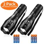 outlite 2 pack S1000 Flashlight (AAA Battery Included), LED flashlights High Lumens with 5 Modes, Zoomable Water Resistant Tactical Flashlight for Camping Hiking Emergency