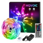 HQVOIC LED Strip Lights 16.4ft Tape Lights Color Changing 5050 RGB LEDs Light Strips Kit with Remote for Home Lighting Kitchen Bed Flexible Rope Lights for Bedroom Home Decoration