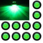 Purishion 10x 3/4″” Round LED Clearence Light Front Rear Side Marker Indicators Light for Truck Car Bus Trailer Van Caravan Boat, Taillight Brake Stop Lamp (12V, Green)