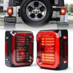 Xprite High Intensity LED Tail lights w/Clear Lens Running, Brake, Turn Signal, and Reverse Backup Lamps (DOT Approved) for 2007-2018 Jeep Wrangler JK JKU
