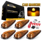 Partsam Amber Teardrop Cab Light 9LED Cab Marker Light 5pcs Front Rear Top Roof Running Light with Wiring Pack for Trucks, Vans, Pickups, semis and RVs