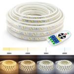 WYZworks LED Strip Lights, 25 ft 2-in-1 Warm White & Cool White Flexible Dimmable Lighting with Remote Controller Timer Adjustable Temperature 3000K | 4000K | 5000K | 6000K – 25, 50, 100 feet
