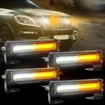 Emergency Strobe Lights for Vehicle, 4 in 1 LED 32W Surface Mount Emergency Warning Hazard Flashing Strobe Light Bar, Roof and Side Installation for Off Road Vehicle, ATVs, Truck（Amber/White)