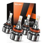 SEALIGHT 9005/HB3 High Beam H11/H9 Low Beam Combo LED Headlight Bulbs, 16000 Lumens, 6000K Xenon White, Pack of 4