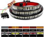 DIBMS 60 Inches LED Tailgate Light Bar Triple Row Tail Light Bar Red Brake White Reverse Amber Turn Signal Strobe Light with Standard 4-Pin Flat Connector for Pickup Trailer SUV RV VAN