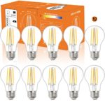 10Pack A19 LED Edison Bulbs, 810LM,6W Equivalent 100W High Brightness,Warm White 2700K,A19 Efficient Soft White 2700K 60W Equivalent LED Ligh E26 Medium Base, Non Dimmable, Clear Glass, Pack of 10