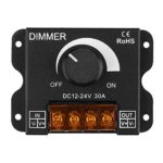 SUPERNIGHT LED Light Strip Dimmer, DC 12V-24V 30A PWM Dimming Controller for Dimmer Knob Adjust Brightness ON/OFF Switch with Aluminum Housing, Single Channel for 5050 3538 Single Color Tape