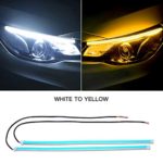 FAYUE 60CM Daytime Running Light DRL Flexible LED Strip Lights,2Pcs 24 Inches White-Amber Dual Color Waterproof Flexible Ultrathin LED strip light Turn Signal Lights Switchback Headlight