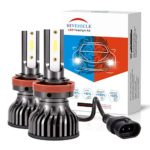 HIVEHICLE H11 H9 H8 Led Headlight Bulbs – 70W 10000LM/Pair 6000K,+200% Brightness +50% Irradiation Distance Adjustable Single Beam All-In-One Conversion Kits Mini Size With Temperature controller