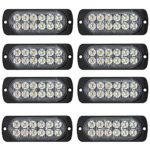 Sync Feature 12-LED Surface Mount Flashing Strobe Lights for Truck Car Vehicle LED Mini Grille Light Head Emergency Beacon Hazard Warning lights (Amber/White)