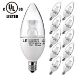 LE® 5W Dimmable C37 E12 LED Bulbs, LED Torpedo, 40W Incandescent Bulbs Equivalent, UL Listed, Candelabra Bulbs, 350lm, 120° Beam Angle, Warm White, 2700K, LED Candle Bulbs, LED Light Bulbs, Pack of 10 Units