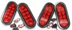 SET OF 4 AutoSmart KL-35100RK Red Oval Sealed LED Turn Signal and Parking Light Kit with Light, Grommet and Plug FOR TRUCK TRAILER (Turn, Stop, Tail Lights)