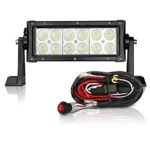 MICTUNING 8″ 36W LED Light Bar flood light Off Road SUV ATV UTV Jeep WITH WIRING HARNESS