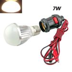 Bonlux E27 Dc Ac 12v LED Light Bulb Solar Battery Lamp for Motor Home Marine Dc Battery Solar Fishing Lamp (7w Warm White)