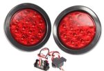 PAIR BRAND NEW RED LENS 4″ ROUND LED STOP TURN TAIL LIGHT INCLUDES LIGHT, GROMMET, PLUG