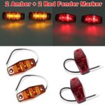 Partsam 4x LED Light Red/Amber Surface Mount Clearance Universal Side Marker Trailer Assembly