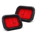 Partsam(Pack of 2pcs)Universal Red 5″x3″ Rectangular Stop Turn Tail 14 LED Brake Trailer Light w/Flush mount