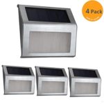LED Solar Light,Elelink 4 Pack Outdoor Stainless Steel LED Solar Step Light; Illuminates Wall ,Stairs, Deck, Patio, Etc (4 Pack )