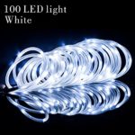 Meikee 33ft 100 LED Solar Rope Lights, Waterproof Outdoor Rope Lights, 6000K Daylight White, Portable, LED String Light with Light Sensor, Ideal for Wedding, Party, Decorations, Gardens, Lawn, Patio